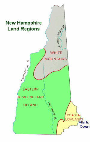 Regions on New Hampshire Land Or Physigraphic Regions