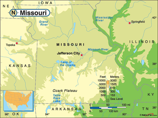 map of missouri with cities. Missouri map