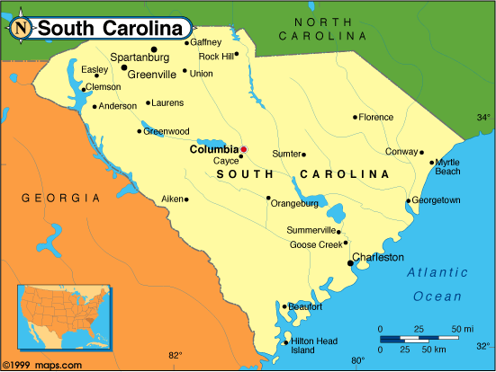 South Carolina map