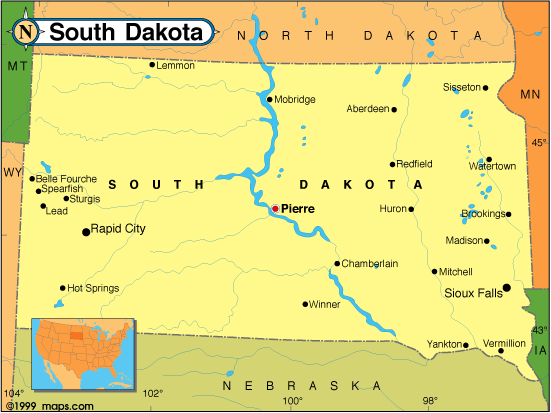 South Dakota map