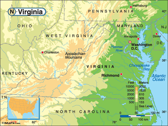 maps of virginia. Virginia map