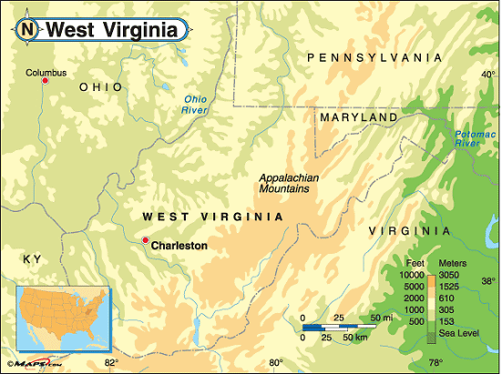 maps of west virginia. West Virginia map