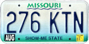 Missouri License Plate