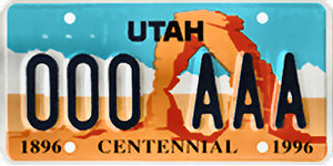 Utah License Plate