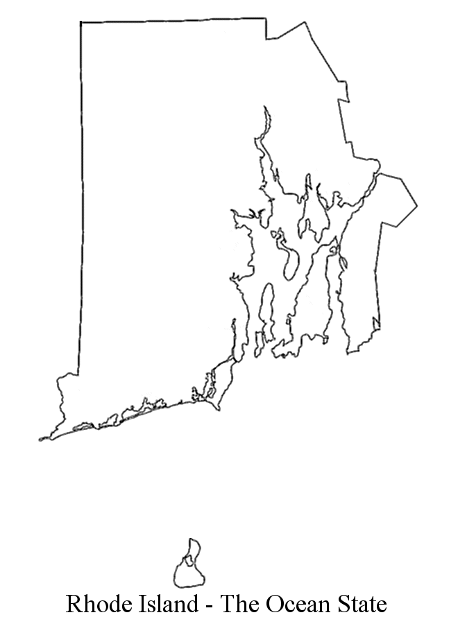 A Map Of Rhode Island. Blank Outline Map