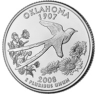 Obverse of Oklahoma State Quarter
