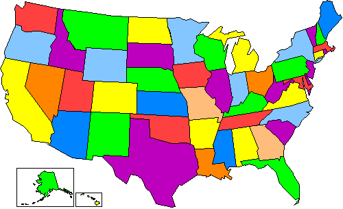 Map of the United States of