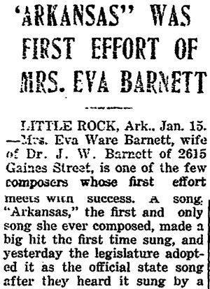 Eva Ware Barnett's First Effort Newpaper Clip