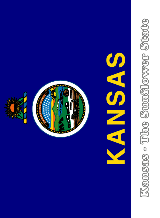 Large, Vertical, Printable Kansas State Flag, from