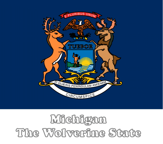 Large Horizontal Printable Michigan State Flag From NETSTATE COM