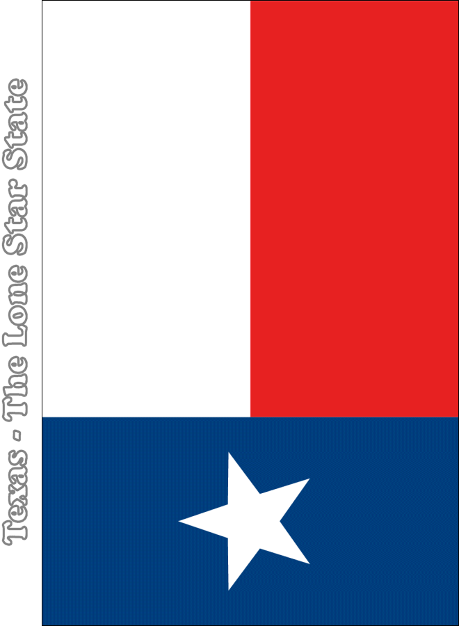 Large, Vertical, Printable Texas State Flag, from