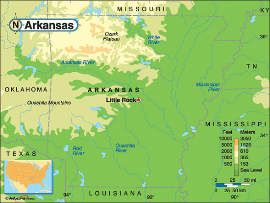Arkansas map.