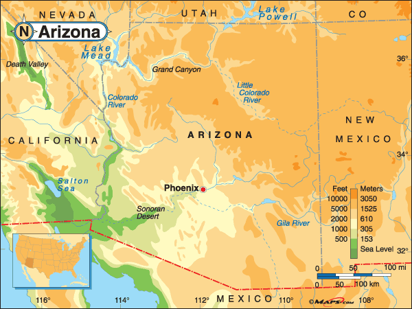 Elevation Map Of Flagstaff Az Arizona Base and Elevation Maps