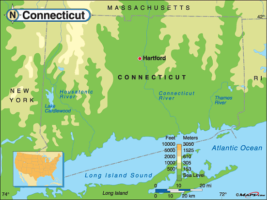 Connecticut map