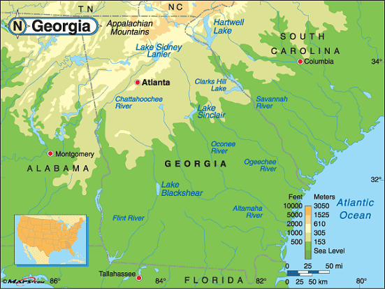 Georgia Base And Elevation Maps