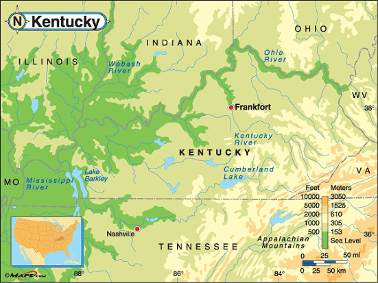 Kentucky Base And Elevation Maps