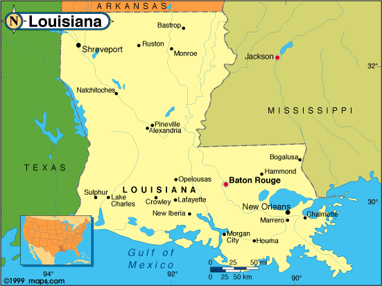 Louisiana Base And Elevation Maps