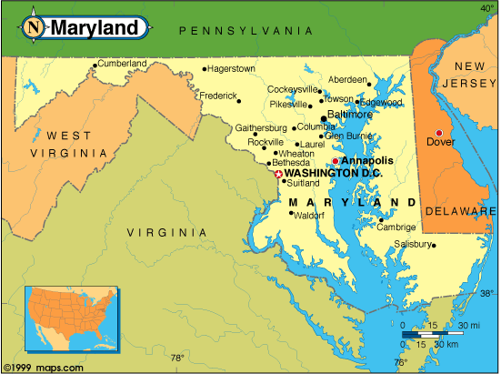 Map Of Maryland And Surrounding States