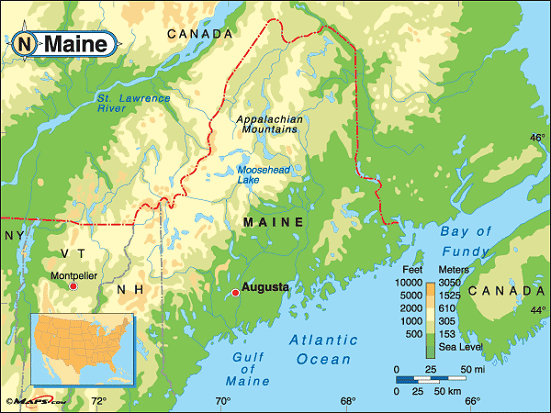 Maine Base And Elevation Maps