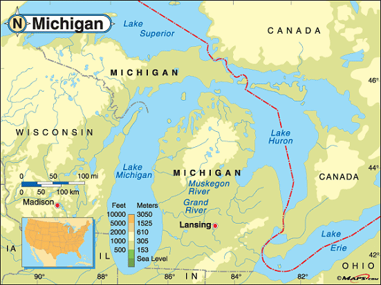 Michigan Base And Elevation Maps