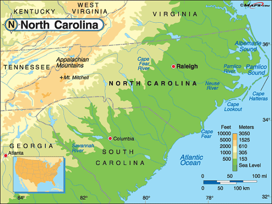 North Carolina Base And Elevation Maps
