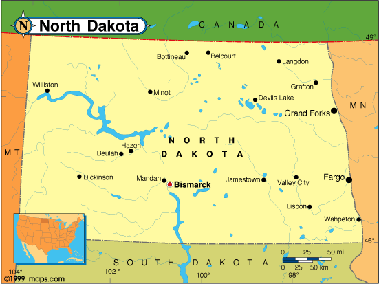 North Dakota map