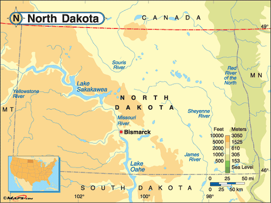 North Dakota map