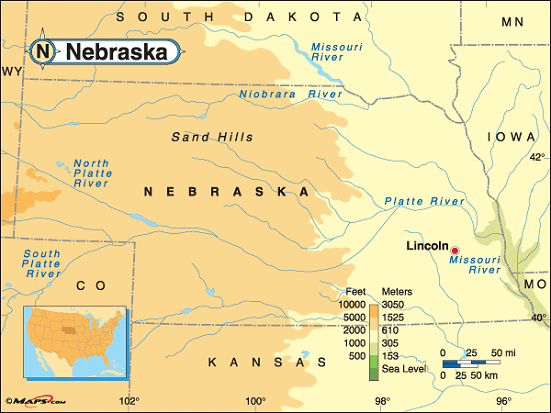 Nebraska Base And Elevation Maps