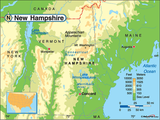 New Hampshire map