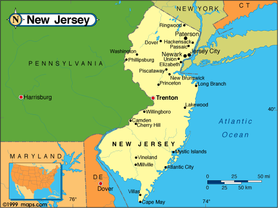 map of new jersey delaware and maryland New Jersey Base And Elevation Maps map of new jersey delaware and maryland