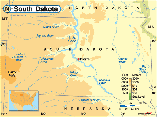 South Dakota Base And Elevation Maps