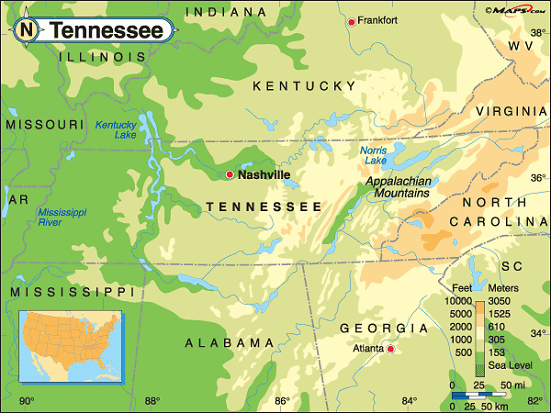 topographical map of tennessee Tennessee Base And Elevation Maps topographical map of tennessee