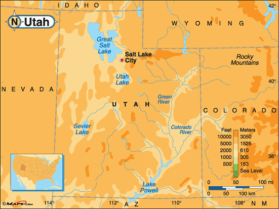 Salt Lake City Elevation Map Utah Base and Elevation Maps