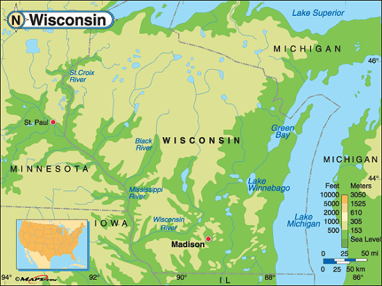 Wisconsin Base And Elevation Maps