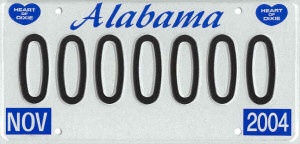 Alabama License Plate