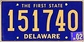 Delaware Passenger License Plate