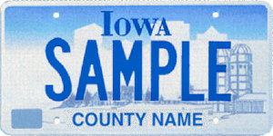 Iowa License Plate