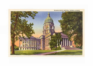Vintage State Capitol Print, Topeka