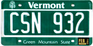 Vermont License Plate