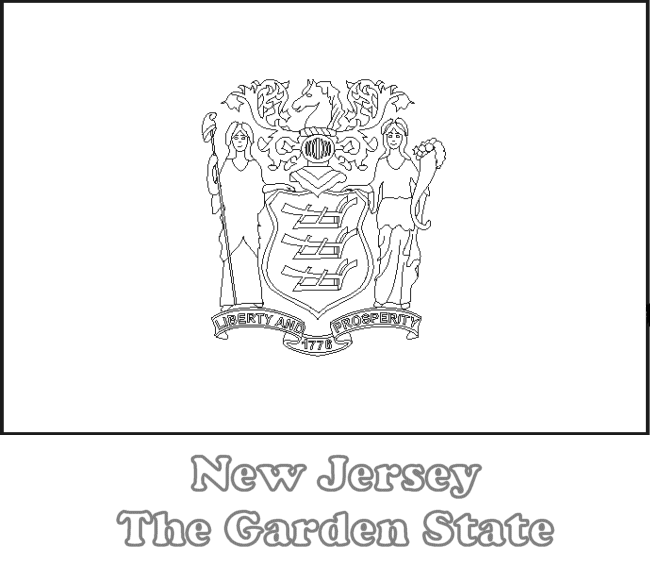 FREE Printable New Jersey State Flag & color book pages