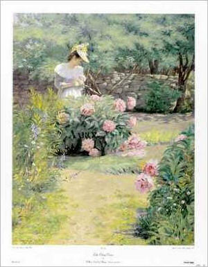 Lady Picking Peonies