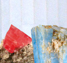 Rhodochrosite, Yule Marble, Aquamarine